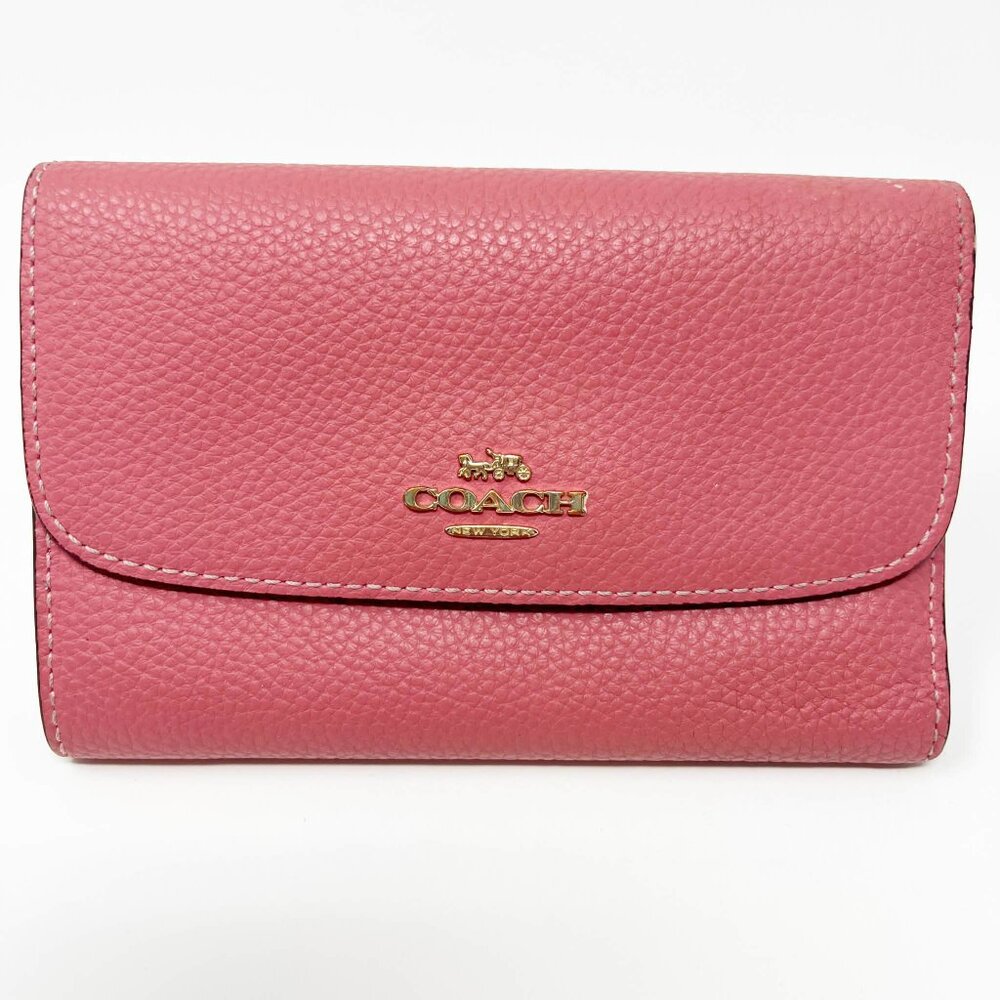 Coach Medium Envelope Wallet Pebbled Leather Pink